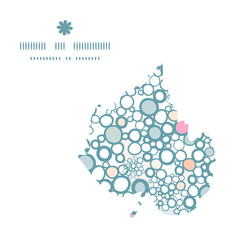 Vector colorful bubbles leaf silhouette pattern frame