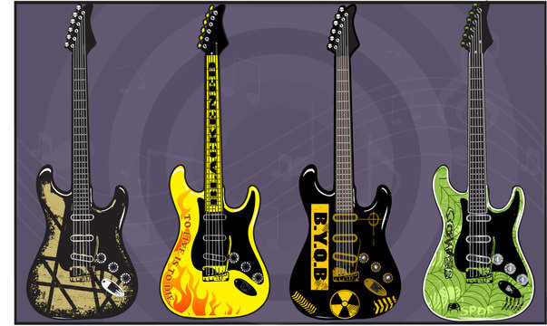 Electric Guitars art vector Pack 2