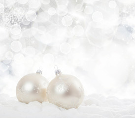 Christmas decorations on sparkling background - copy space