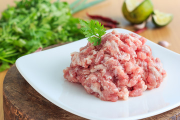 Raw minced pork meat