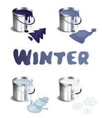 Zimowe ikony - paleta kolorów © piaskun_