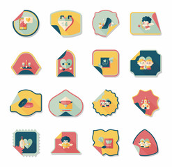 Valentine’s Day sticker banner flat design background set, eps