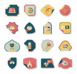Valentine’s Day sticker banner flat design background set, eps