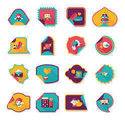 Valentine’s Day sticker banner flat design background set, eps