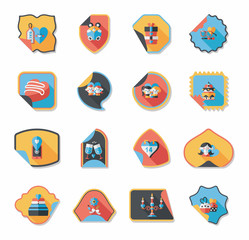 Valentine’s Day sticker banner flat design background set, eps