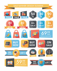 Valentine’s Day sale banner flat design background set, eps10