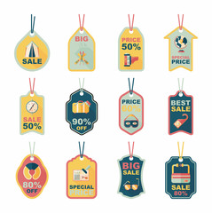 Travel tag flat banner background set, eps10
