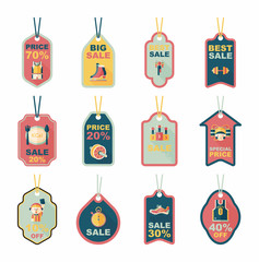 Sport tag flat banner background set, eps10