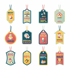 Pet tag flat banner design background set, eps10