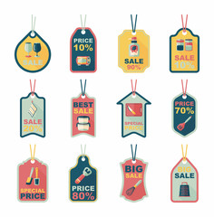 Kitchenware tag flat banner background set, eps10