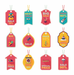 Birthday tag flat banner background set, eps10