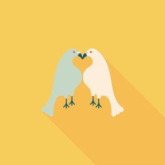 Valentine's Day lover bird flat icon with long shadow,eps10