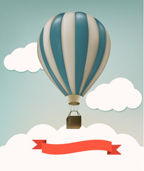 Fototapeta premium Retro background with colorful air balloons and clouds. Vector.