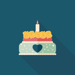 Valentine's Day cake flat icon with long shadow,eps10