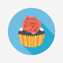 Valentine's Day cupcake flat icon with long shadow,eps10