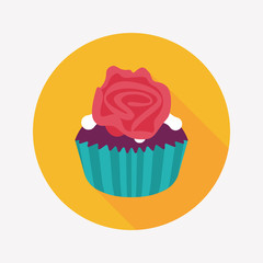 Valentine's Day cupcake flat icon with long shadow,eps10