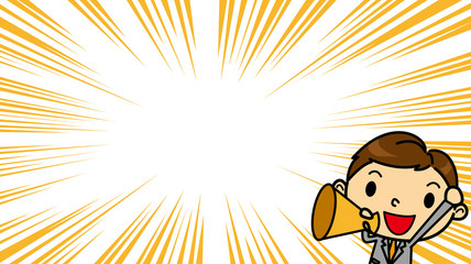 SDビジネスマン　メガホン　コミック風