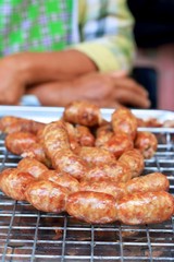 BBQ sausages in the market