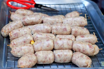 BBQ sausages in the market