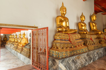 Buddha statue in the public temple at bangkok thailand