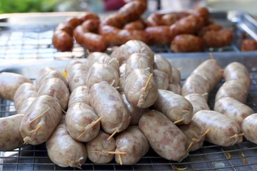 BBQ sausages in the market
