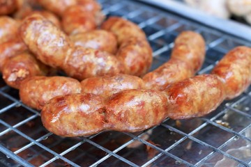 BBQ sausages in the market