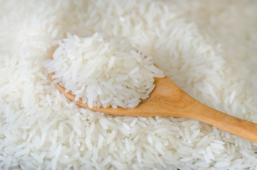 Wooden spoon with rice
