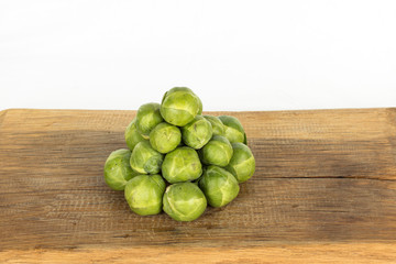 Brussel sprouts on a wooden board