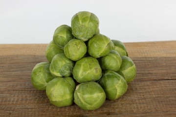 Brussel sprouts on a wooden board