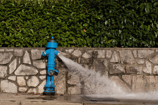 blue fire hydrant