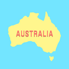 silhouette of Australia in yellow and blue colors