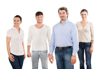 Confident Businesspeople Standing Over White Background