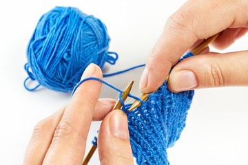 Knitting with two spokes isolated