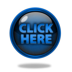 Click here circular icon on white background
