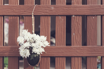 White flower in basket