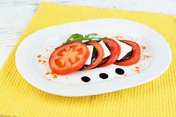 Eggplant salad with tomato and feta cheese