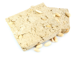 Sunflower halva with peanuts isolated on  white background