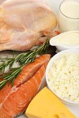 Food high in protein close-up