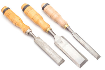 carpenter's chisel on white background