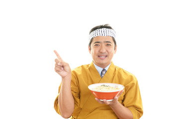 笑顔のラーメン職人