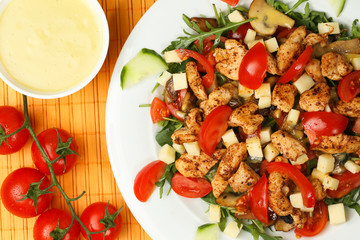 Grilled meat with tomatoes and cheese