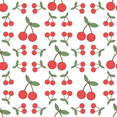 Seamless cherry pattern, fruit background