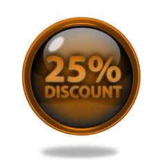 Discount 25 circular icon on white background