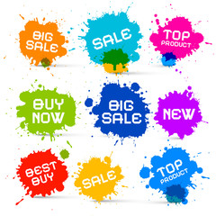 Colorful Vector Icons - Sale Blots - Splashes Labels