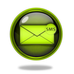 sms circular icon on white background