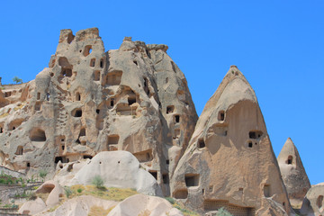 caves in spectalar rocks, Cappadocia, Turkey