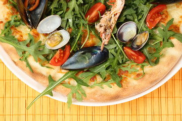 Delicious pizza on plate