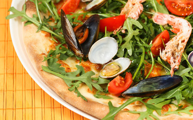 Delicious pizza on plate