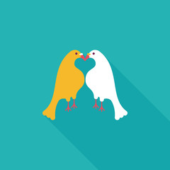 Valentine's Day lover bird flat icon with long shadow,eps10