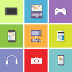 device set color icon flat dsign vector